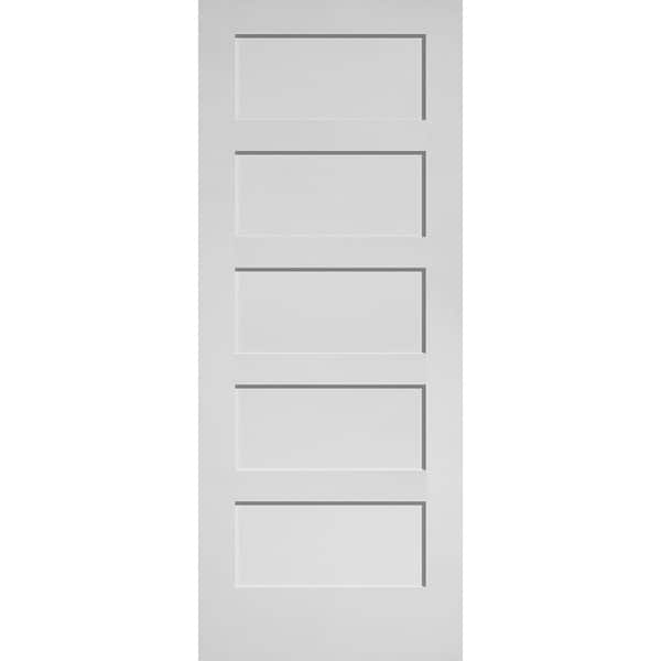 Masonite 32 in. x 80 in. MDF Series Primed White Smooth 5-Panel Equal Solid Core Composite Interior Door Slab