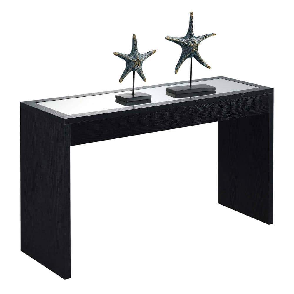Elegant Northfield Black Mirrored 48'' Console Table with Glass Inlay