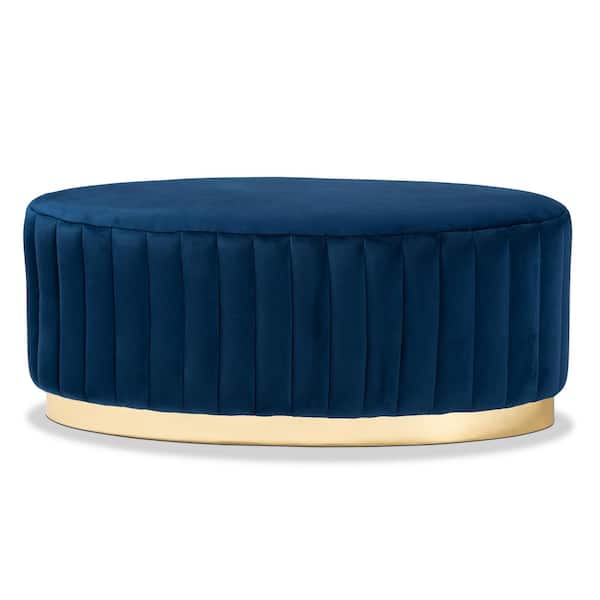 Kirana Navy Blue and Gold Ottoman