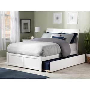 Portland White Full Platform Bed with Flat Panel Foot Board and Full Urban Trundle Bed