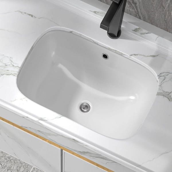 Fulorni 22 in. Undermount White Ceramic Porcelain Bathroom Sink