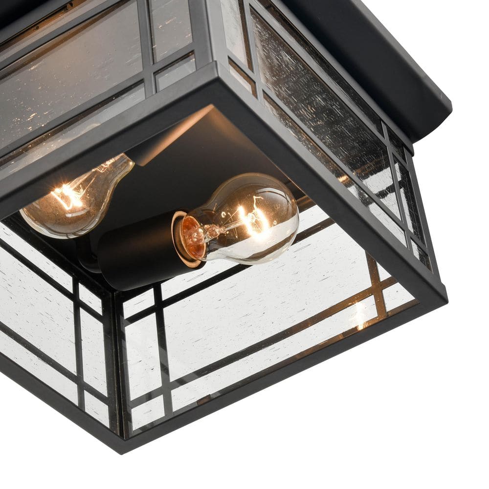 Black Glass 11" Outdoor Flush Mount Light