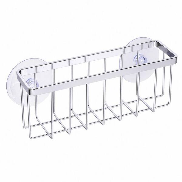 Stainless Steel Suction Kitchen Sink Sponge Holder in Chrome, Sink Organizer, Easy to Install, Sturdy and Stable