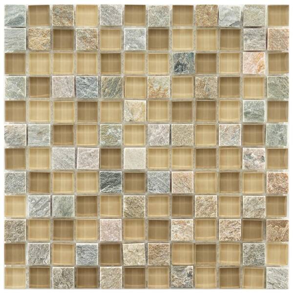 Merola Tile Tessera Square Suffolk 11-5/8 in. x 11-5/8 in. x 8 mm Glass and Stone Mosaic Tile