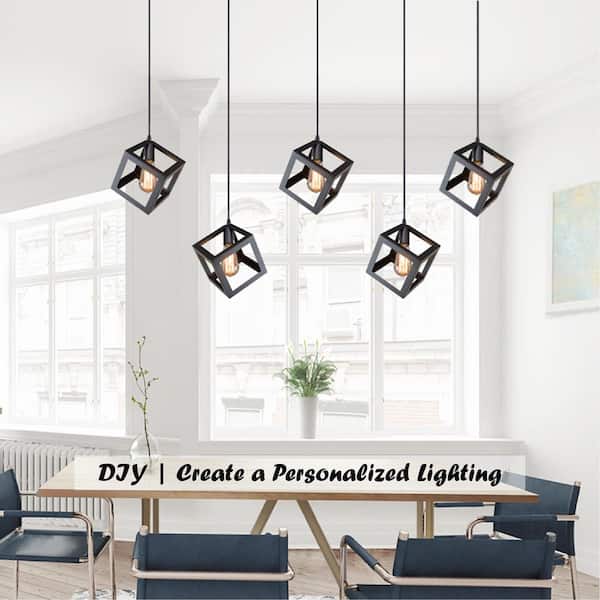 Lnc Modern Square Black Diy Pendant, Home Depot Lights For Dining Room Chair Covers In India