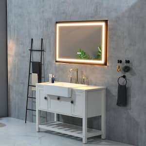 40 in. W x 24 in. H LED Anti-Fog Black Framed Metal Wall Mounted Bathroom Vanity Mirror