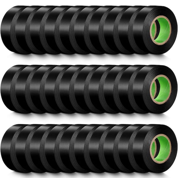 3/4 in. x 66 ft. Electrical Insulation Tape Black 30 Pack Weatherproof Flame Retardant