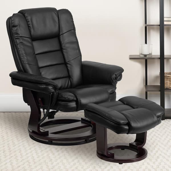80x110x102 cm Fairmont Furniture Strasbourg Faux Leather Swivel Recliner Chair/Footstool-Black
