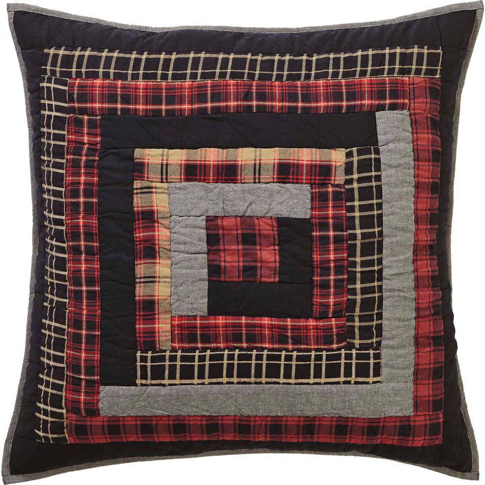 Cumberland Quilted Euro Sham in Red and Black Cotton