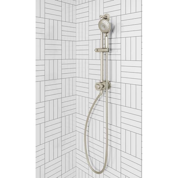 Spectra 4-Spray Round High Pressure Hand Shower Rail System with Filter in Brushed Nickel