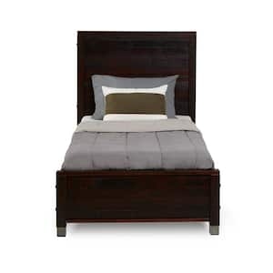 Baja Brown Walnut Twin Size Panel Headboard Platform Bed