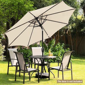 9 ft. Aluminum Market Crank and Tilt Patio Umbrella in Beige