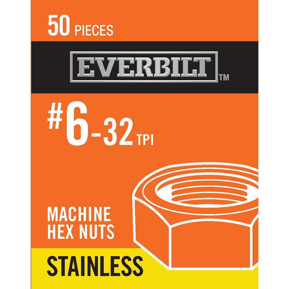 Everbilt 632 Stainless Steel Machine Screw Nut (50Pack) 802812 The