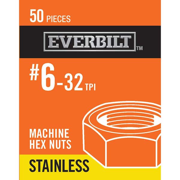 Everbilt #6-32 Stainless Steel Machine Screw Nut (50-Pack)