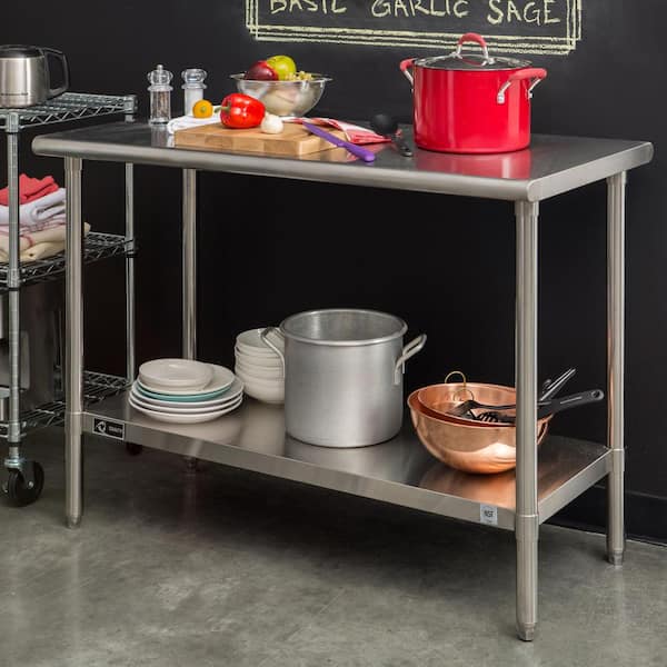 Kitchen Or Garage TRINITY Stainless Steel Prep Table Indoor Outdoor 