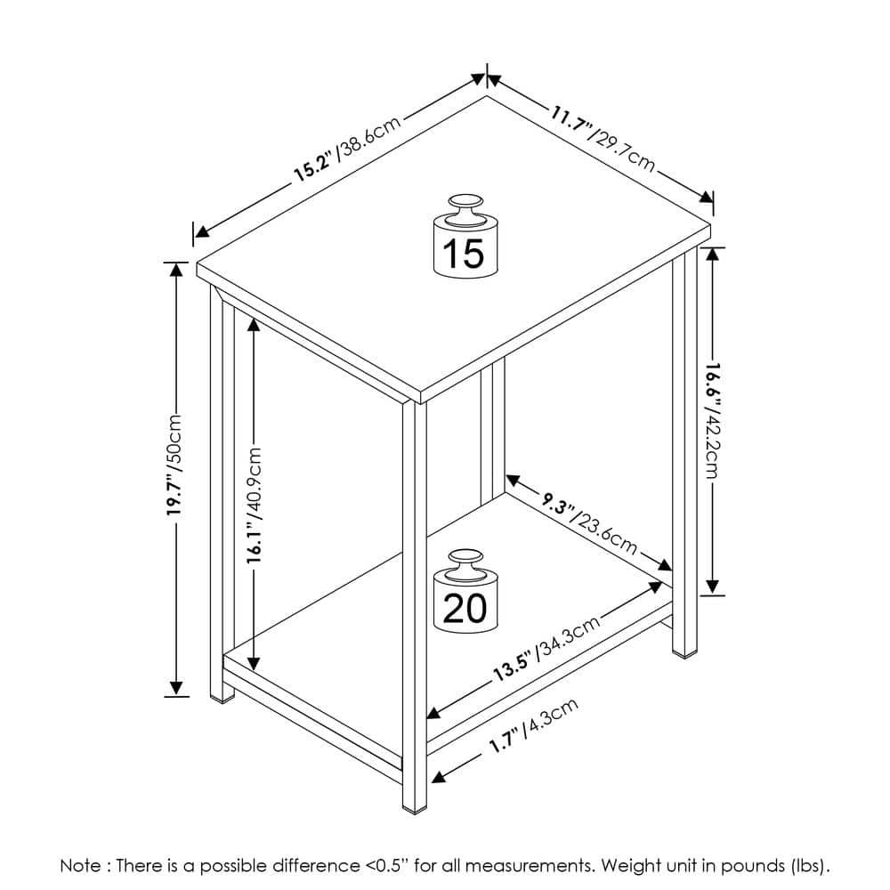 Simplistic 15.2 in. Espresso Rectangle Wood End Table with Industrial Metal Frame - thumbnail 9