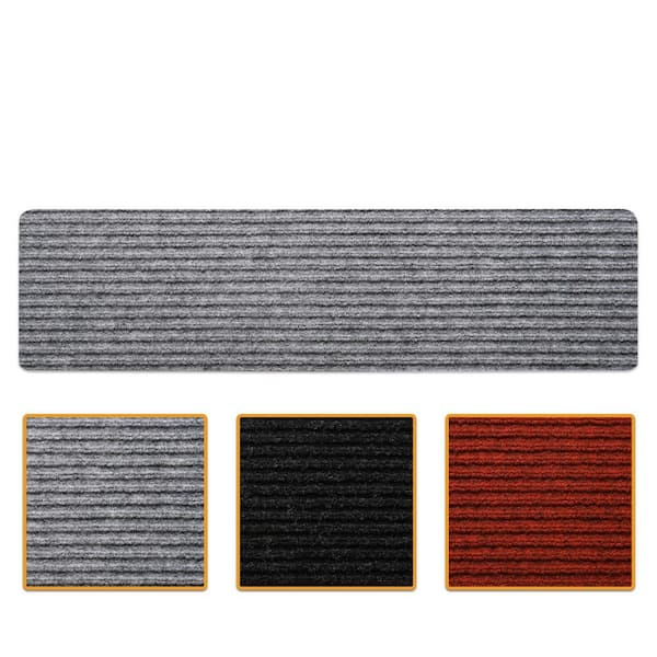 Non-Slip 7.8 in. x 30 in.-Peel and Stick Carpet Step Covers for Indoor Wood Stair Tread Cover (14-Pack), Grey