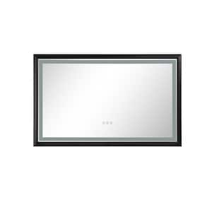 42 in. W x 24 in. H Large Rectangular Aluminium Framed Dimmable Wall Bathroom Vanity Mirror in Matt Black