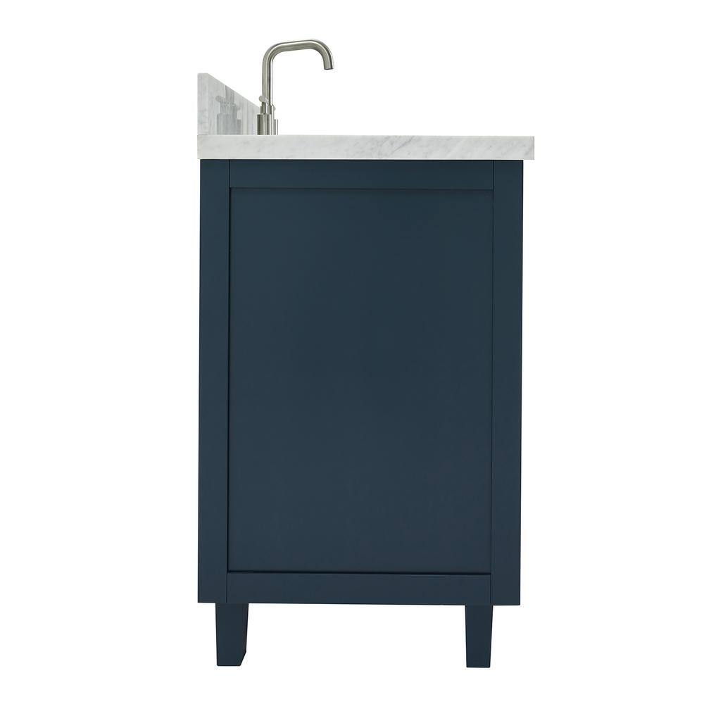 Midnight Blue 61" Freestanding Vanity with Carrara Marble Top