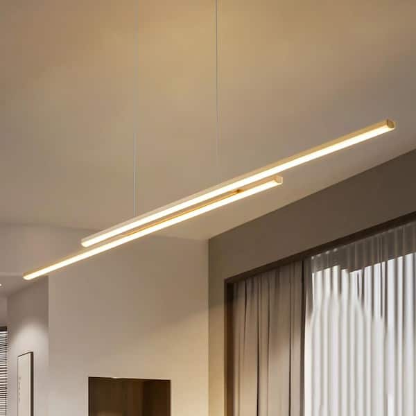 Bruges 31-Watt 2-Light Modern Linear Brushed Gold Integrated LED 3000K Warm Light Pendant Light