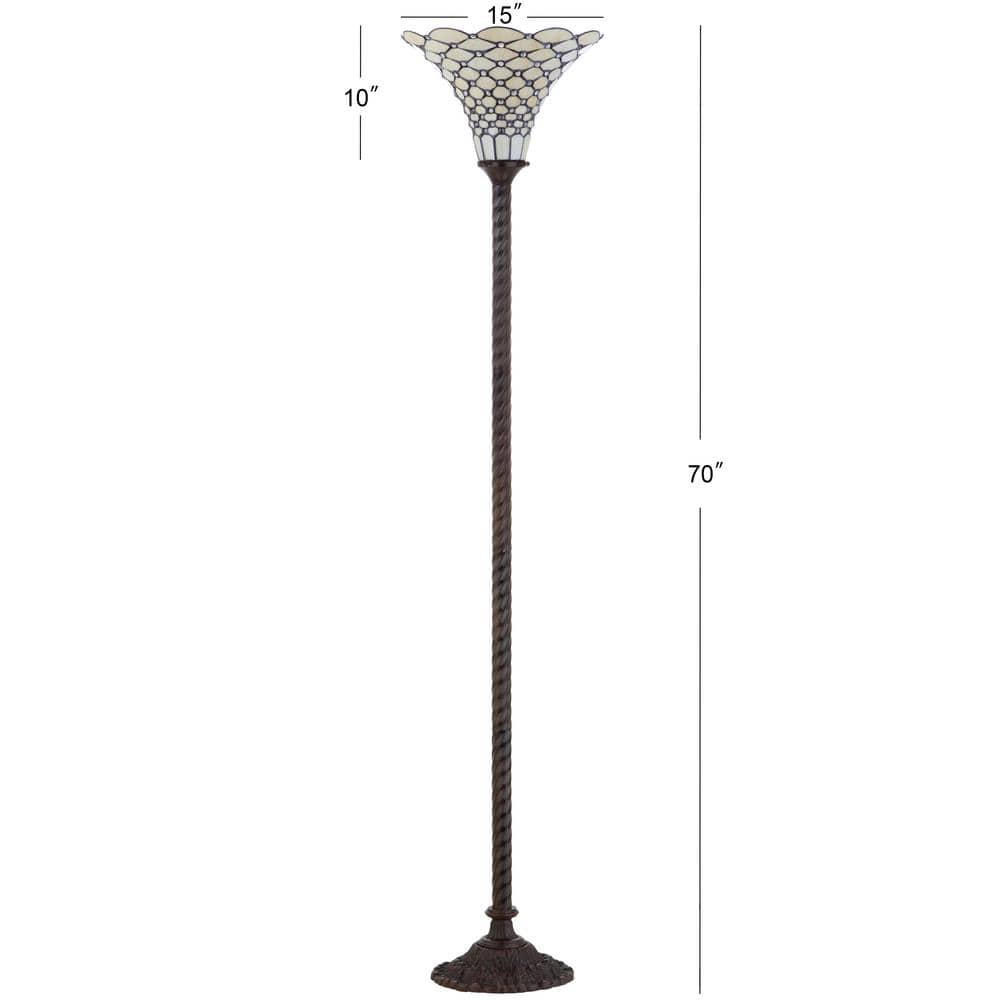 70" Bronze Tiffany-Style Stained Glass Torchiere Lamp