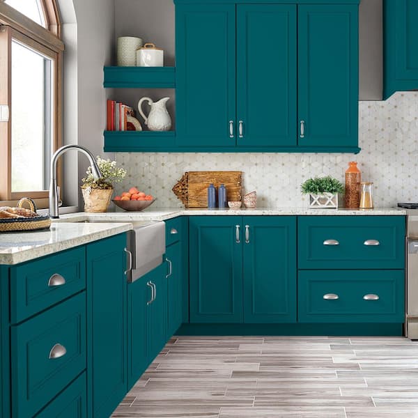 1 gal. #S-H-520 Peacock Tail Semi-Gloss Enamel Interior/Exterior Cabinet, Door & Trim Paint