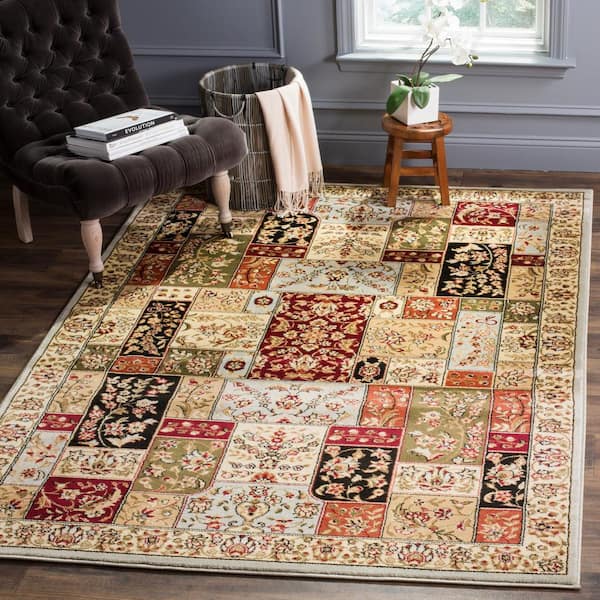 Lyndhurst Gray/Multi 4 ft. x 6 ft. Antique Floral Border Area Rug