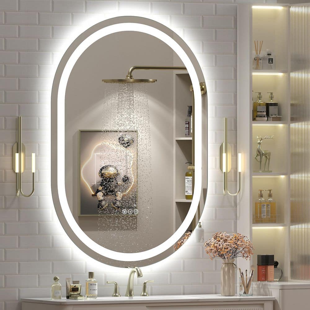 28 in. W x 40 in. H Oval Frameless UL Certified Front and Back LED Anti-Fog Tempered Glass Bathroom Vanity Mirror price history on PriceWatchPro