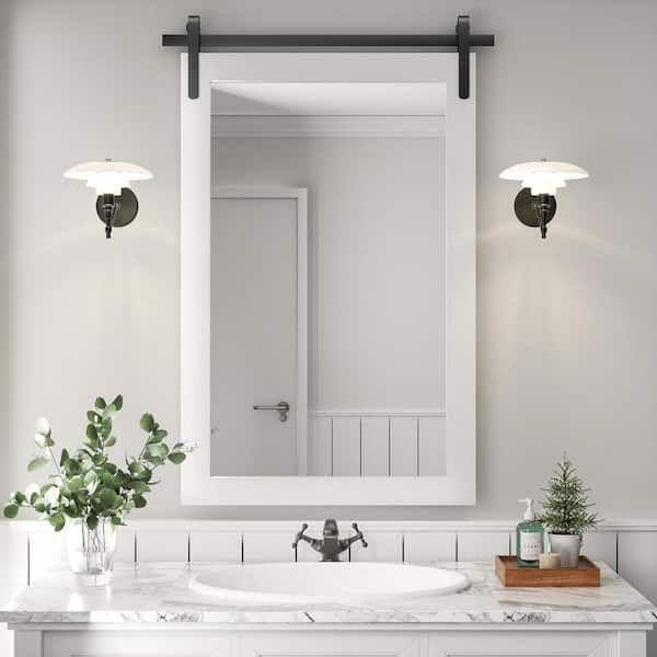 PRIMEPLUS 24 in. W x 36 in. H Large Rectangle Square Mirror Wood Framed Wall Mirror Bathroom Vanity Mirror Accent Mirror in White