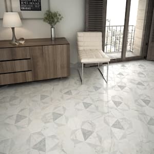 Classico Carrara Hexagon Peak 7 in. x 8 in. Porcelain Floor and Wall Tile (7.5 sq. ft./Case)