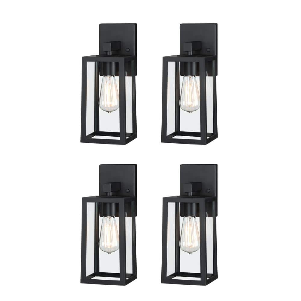 13.5 in. H 1-Light Matte Black Hardwired Outdoor Wall Lantern Sconce (4-Pack) price history on PriceWatchPro