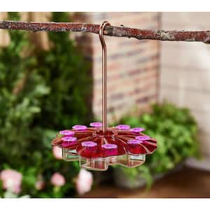 Ultimate Innovations (10 in.) Flat Hibiscus Hummingbird Feeder 10 Ports - Red/Pink