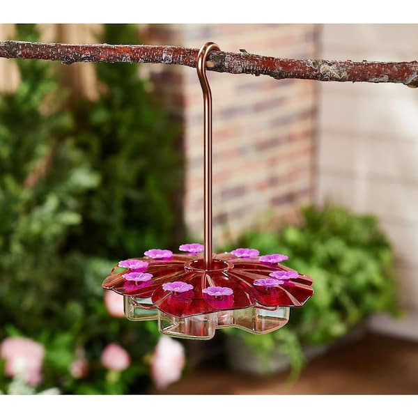Ultimate Innovations by the DePalmas Ultimate Innovations (10 in.) Flat Hibiscus Hummingbird Feeder 10 Ports - Red/Pink
