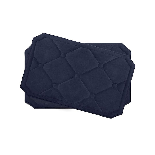 BounceComfort Gertie Indigo 17 in. x 24 in. Memory Foam 2-Piece Bath Mat Set