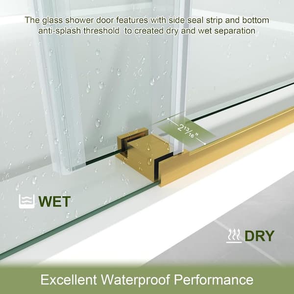 MOHALEN 68-73 in. W x 76 in. H Single Sliding Frameless Shower