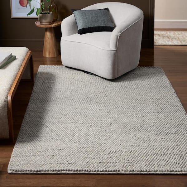 Olea Bubble Texture Beige 8 ft. x 10 ft. 100% Wool Area Rug