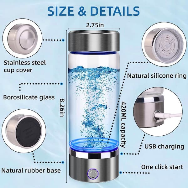 Anqtovp 16 oz. Hydrogen Water Bottle Generator 2pack Glass Cup SPE