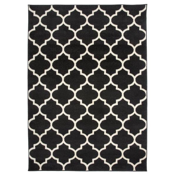 Wonnitar Moroccan Washable Area Rug - 2x3 Black Front Door Rug Non-Slip  Distressed Small Rug Modern Geometric Trellis Throw Door Mat Indoor Floor