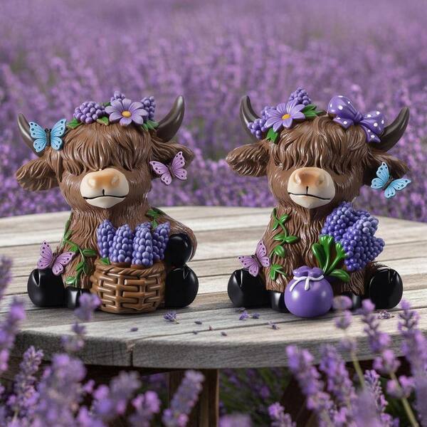2-Pack Highland Cow Resin Garden Statue L0FCDWXS54 - The Home Depot