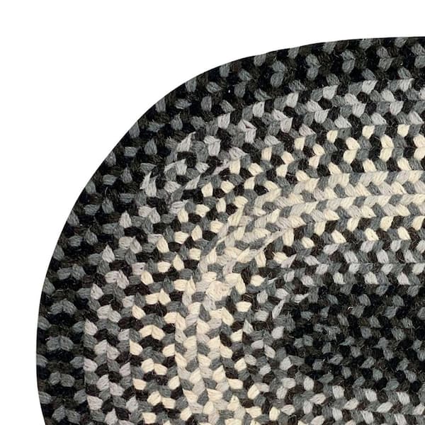 Woodbridge Oval Braid Collection Gray 20" x 30" Oval 100% Wool Reversible Indoor Area Rug