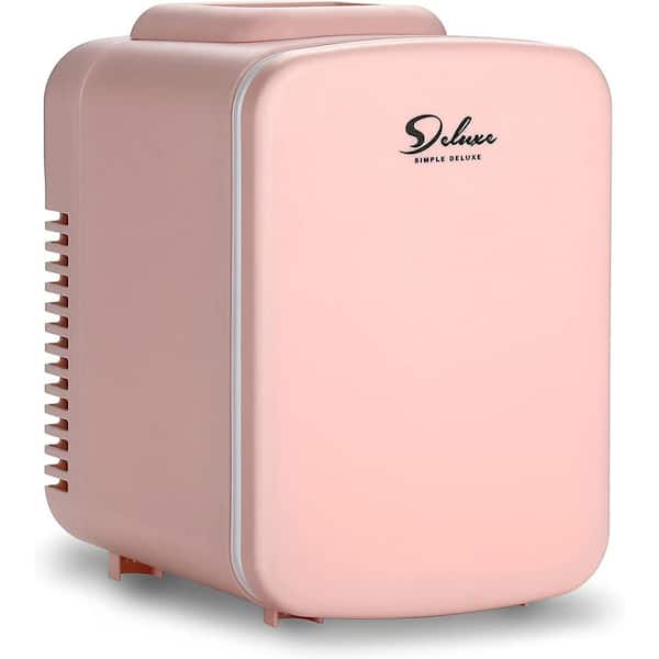 Aoibox 5.5 in. 0.13 cu. ft. 4L/6 Can Portable Cooler &Warmer Freon-Free Mini Refrigerator in Pink for Skincare, Beverage, Food