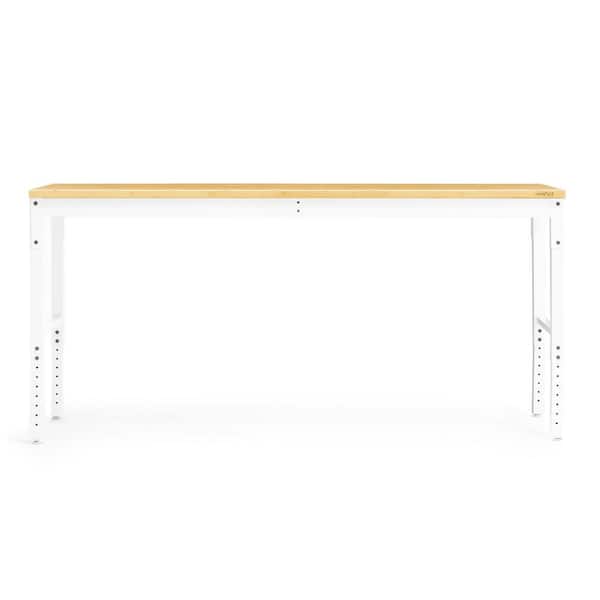NewAge Products Pro Series 84 in. White Workbench with Bamboo Worktop