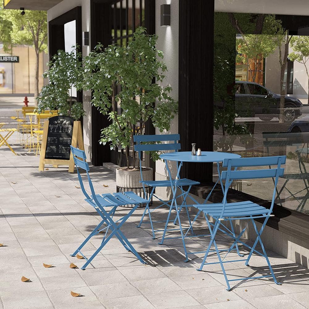 3-Piece Metal Steel Outdoor Patio Bistro Set Folding Patio Furniture Sets i
