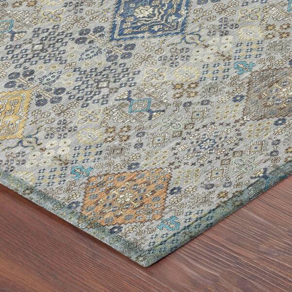 Chantille Machine Washable Indoor/Outdoor Abstract ACN2440 Silver 5 ft. x 7 ft. 6 in. Area Rug