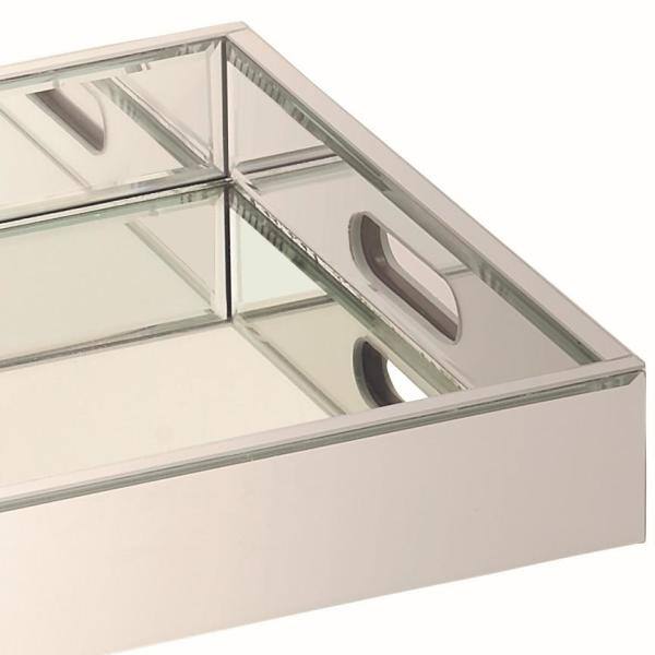 Silver Mirrored Rectangular MDF Decorative Tray