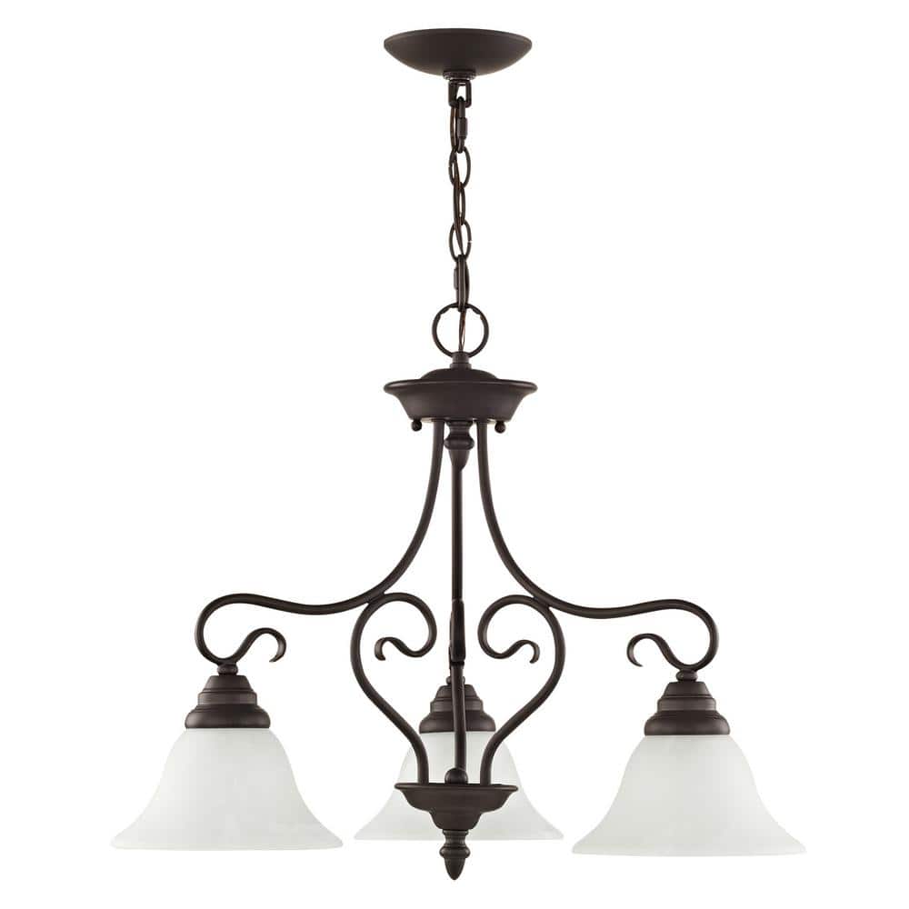 Timeless Bronze 3-Light Chandelier with White Alabaster Glass