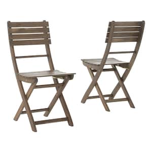 Gray Acacia Solid Wood Outdoor Dining Chair Set of 2