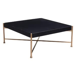 Nazaire 41.1 in. Black Square Fir Wood Coffee Table