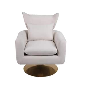 Beige Linen Modern 360° Swivel Accent Chair