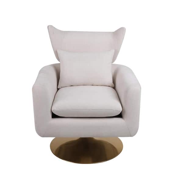 Unbranded Beige Linen Modern 360° Swivel Accent Chair